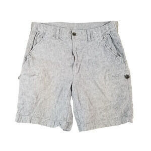 St John's Bay cargo hiking shorts men's 34x8 gray comfort waist linen blend